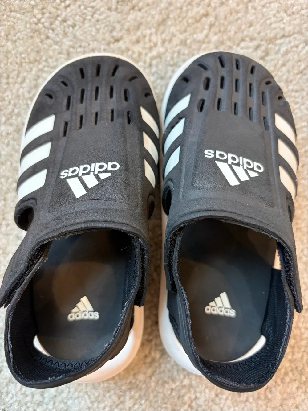 adidas Kids Black and White Sandals / Water Shoes
